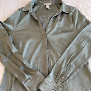 SOLD Silky Olive Green Button Down